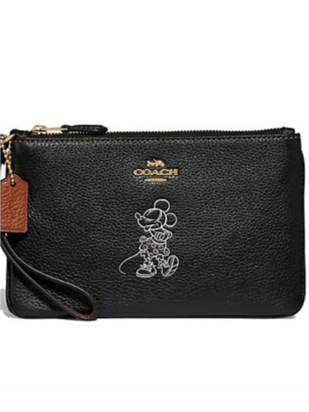 COACH Black Leather Mickey Wristlet Pouch collectable hard to find large.